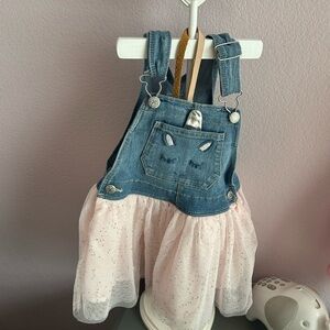 OshKosh B'gosh Denim and Pink Sparkle Overalls